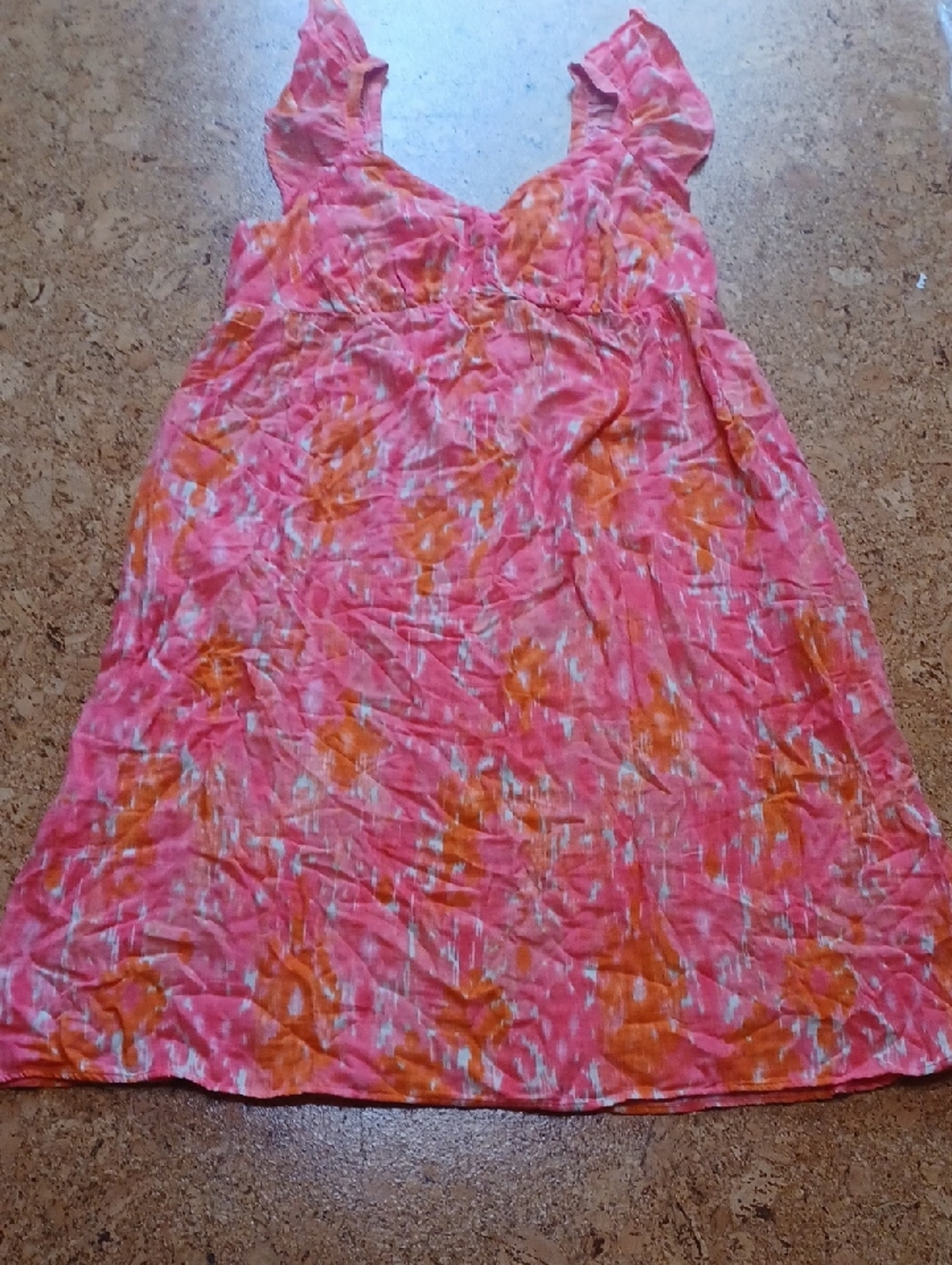 Time And Tru Pink/Orange/Grey Ruffle Sleeve Midi Dress Size XXXL (22) NWT